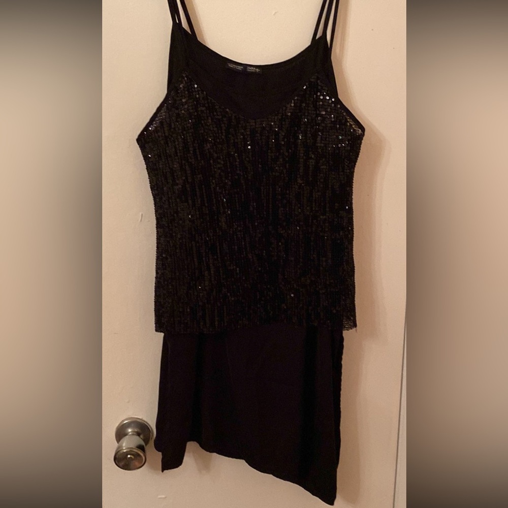 Zara Women Black Bling Tank Top Size S